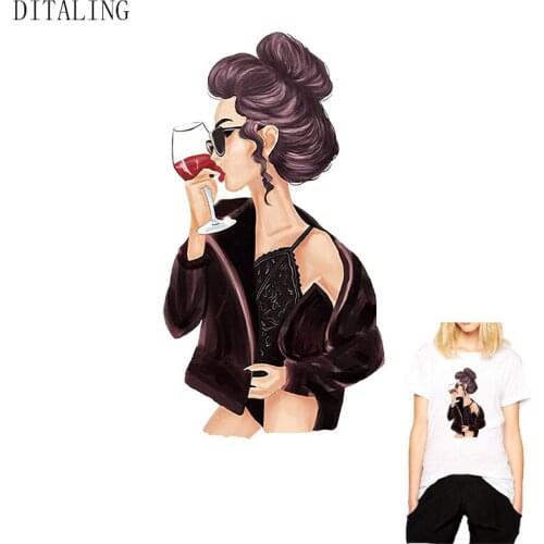 Cool Girl Stickers For T-Shirts DIY Iron-On Transfers For Clothing Russian Style Patches Washable Appliques Ironing Dresses