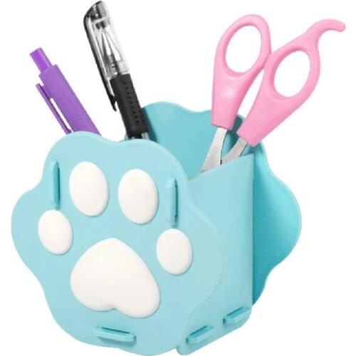K92C Desktop Pen Holder Cartoon Kitten Paw-shaped Students Stationery Storage Holder Large Capacity Office Supply