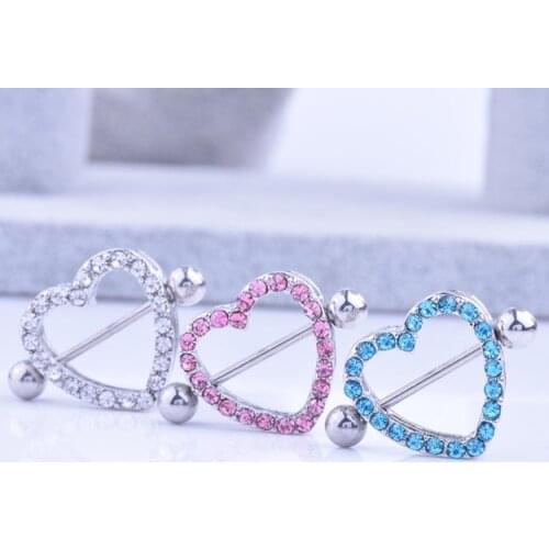 Stainless Steel Double-deck Love Heart Nipple Ring for Women Body Piercing Jewelry