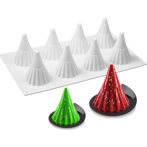 New 8-Cavity Christmas Tree Shape Mould Silicone Cake Mold Christmas Decoration Tool 3D Umbrella Mousse Pastry Baking Homemade