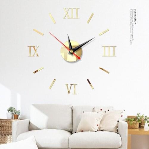 New Modern Art 3D DIY Wall Sticker Clock Home Decor Simple Useful Functioning Acrylic Mirror Wall Sticker Clock for Living Room