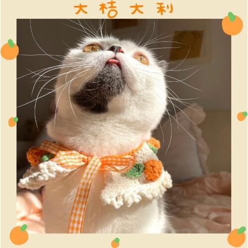 New style handmade cat dog collar crocheted woolen thread bandage cape pet knitted bib cute cat necklace cat collar