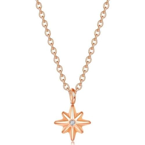 Stainless Steel Rose Gold Hexagram Star Women Minimalism Jewelry Necklace Gift For Him with Chain