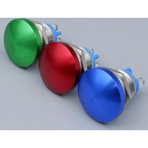 Push Button Switch Momentary without Fixation 16mm 19m 22mm Metal Mushroom Head Switch Press Big Red Green Waterproof Self-reset