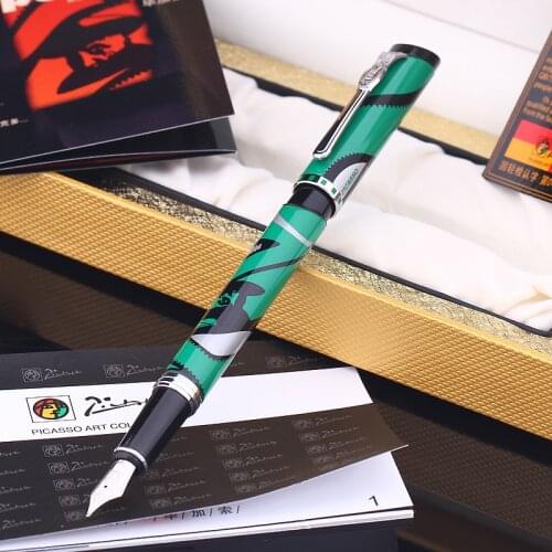 Pimio 927 Fashion Green and Silver Clip Fountain Pen 0.5mm Iridium Nib Metal Inking Pens for Writing Business Gift Free Shipping