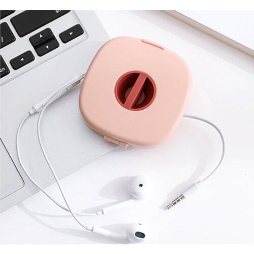 Portable Ear Buds Cable Wrap Case with Mobile Phone Holder Earphone Wire Organizer Winder NK-Shopping