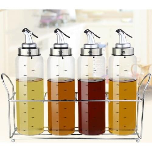 Facemile Transparent Glass Olive Oil Bottle Leakproof Seasoning Soy Sauce Vinegar Press Type Cruet Barbecue Bottle Kitchen Tools