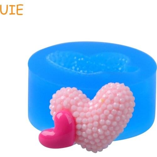 PYL691U 22.4mm Double Hearts Silicone Mold - Heart Mould Cupake Topper, Fondant, Cabochon, Polymer Clay, Candy, Resin Jewelry