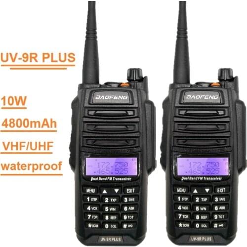 New 2PCS Baofeng UV-9R PLUS 10W UHF VHF Walkie Talkie Waterproof Marine CB Radio Station Woki Toki Amateur Radio Transceiver