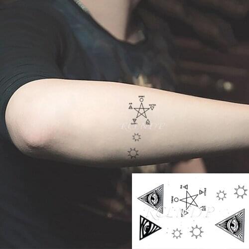 Waterproof Temporary Tattoo Sticker Triangle Eyes Sun Star Totem Element Fake Tatto Flash Tatoo for Kids Men Women