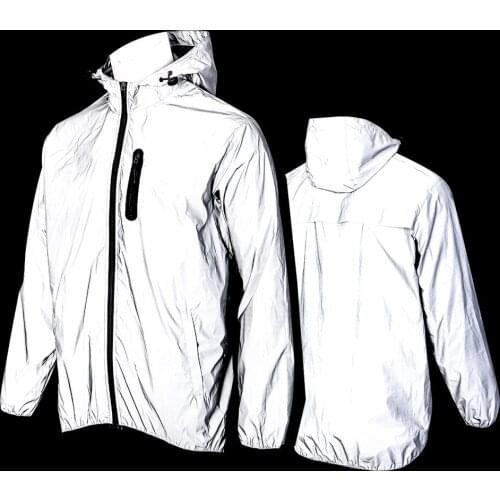 WOSAWE Full Reflective Motorcycle Hooded Jacket Windproof Rainproof Waterproof Night Glowing Bomber Bike Warm Jacket Windbreaker