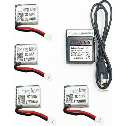 X4 X11 X13 RC quadcopter 3.7V 300mah 752025 20c Li-po battery*4pcs+ 1 charger box Battery for X4 X11 X13