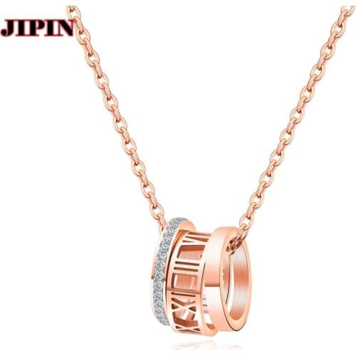 Cute/Romantic Roman numerals Pendant Necklace For Woman Titanium Steel Woman Necklace Luxury Jewelry Female Top Qu B01112