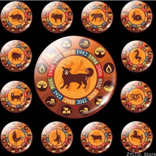 Animal Constellation Fridge Magnet Zodiac Sign Refrigerator Magnets 12PCS/set Dog Cattle Pig Rabbit Tiger Decoration Stickers