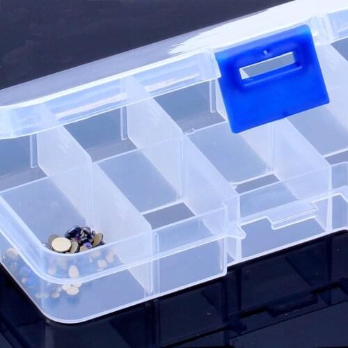 1pc Rhinestones Square Storage Box A Must For Nail Art 10 Grid Storage Box 6X13cm High Quality And Durable Nail Art Tools Box