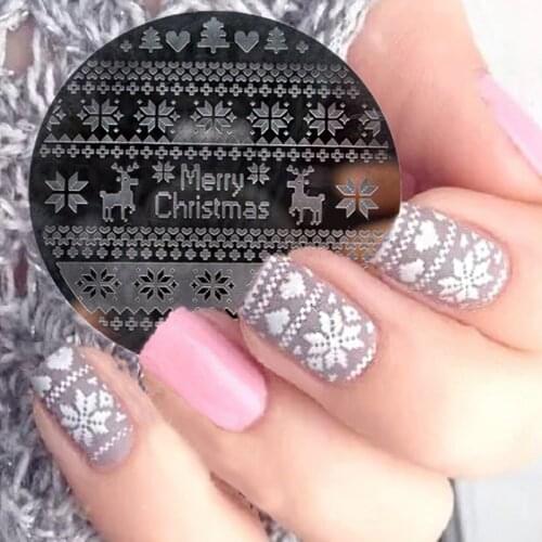 1Pc Christmas Nail Art Alphabet Snowflake Deer Lace Flower Design Nail Image Printing Plate Stamping Template Manicure Tool