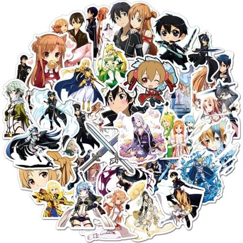10/50Pcs Sword Art Online Anime Stickers Graffiti for Laptop Luggage Motorcycle Car Bike Skateboard Helmet Hot Game Decals Toys