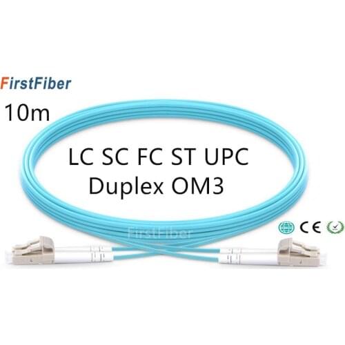 10m LC SC FC ST UPC OM3 Fiber Patch Cable,Duplex Jumper, 2 Core Patch Cord Multimode 2.0mm