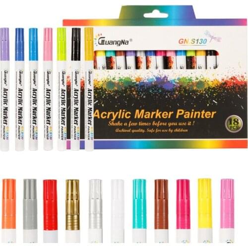 12/18 Colors 0.7mm Acrylic Paint Marker pen Art Marker Pen for Ceramic Rock Glass Porcelain Mug Wood Fabric Canvas Painting