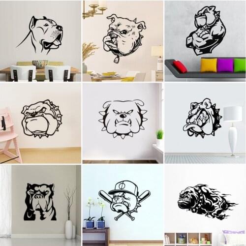 17 Styles Angry Bulldog Vinyl Wall Stickers Art Decal Home Decor Living Room Dog Wall Sticker Gift