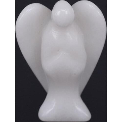 2" Natural Stone White Jade Carving Angel Natural Crafts Figurine Chakra Healing Reiki