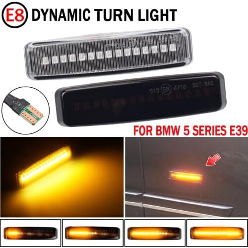 2pcs For BMW 5 Series E39 M5 1998-2003 Dynamic Repeater Side Marker Mirror Indicator Blinker Flowing LED Turn Signal Light