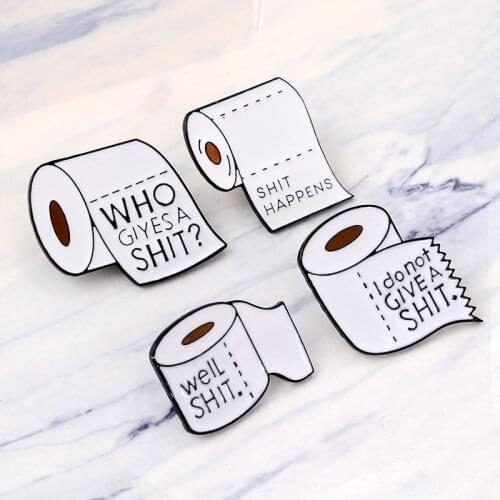 Cartoon 4styles Roll paper enamel pin Funny shit Brooch Punk icon Badge Button women jewelry Gift for friend bag hat accessories