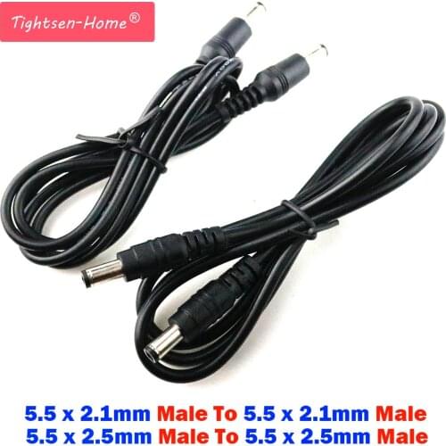 5.5x2.1mm 5.5 x 2.5mm 1M DC Power Connector with Extension Extend Wire Cable black Cord Male To Male For LED or CCTV Car Charger