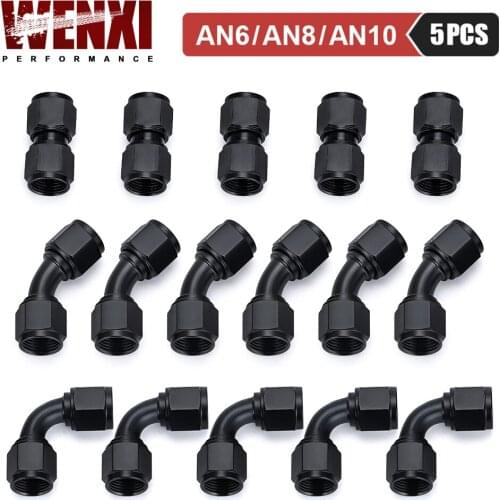 5 PCS Universal 0 45 90 Degree AN6 AN8 AN10 Female to AN6 AN8 AN10 Female Hydraulic hose Elbow Oil Cooler Fitting Hose Fittings