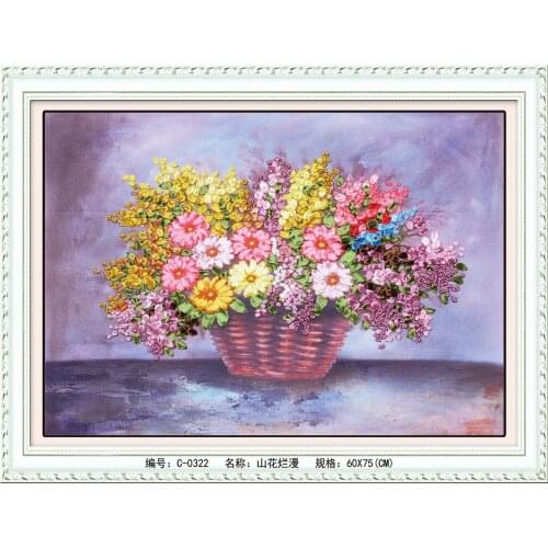 60x75cm Rose swan Ribbon embroidery kit stain painting set handcraft kit DIY handmade needlework art home decor