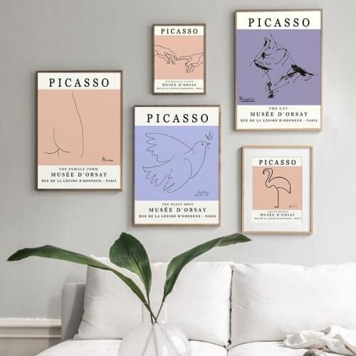 Pablo Picasso Abstract Line Drawing Canvas Painting Wall Art Animals Picture Posters And Prints Home Decoration For Living Room