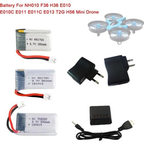 Wholesale h36 Battery 3.7V 150mah 260mah 300mAh Lipo Battery for H56 T2G F36 H36 E010 E010C E011 E011C E013 For RC Drone Parts
