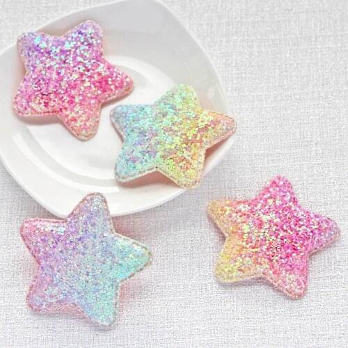 20pcs Chunk Bling Iridescence Appliques for Hair BB Clip Decor Star Padded Patches for DIY Crafts Clothes Headwear Hat Accessori