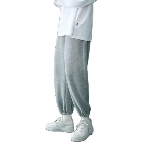 Pants Summer Korean Casual Mens And Womens Trend Loose Legged Nine Point Sports Solid Color College Tidal Current Best