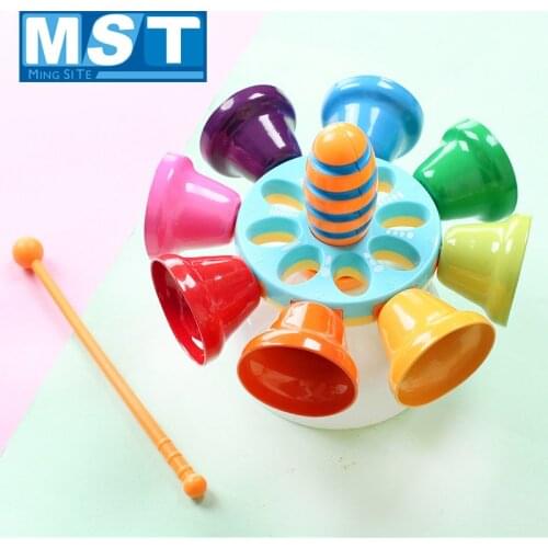 Colorful Metal Baby Rattle Rotating Spinning Hand Bell 8 Note Percussion Bell Early Educational Musical Instrument Toys For Kids