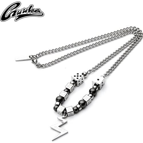 GUUKA Heartbeat Series Couple Necklace Men and Women Tide Brand Hip Hop Niche ins Cold Wind Dice Necklace Loose