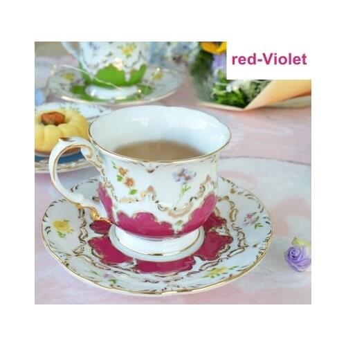 Exquisite Court Reliefs coffee cup porcelain golden edge cappuccino cup set French afternoon tea ceramic mug with handle +dish