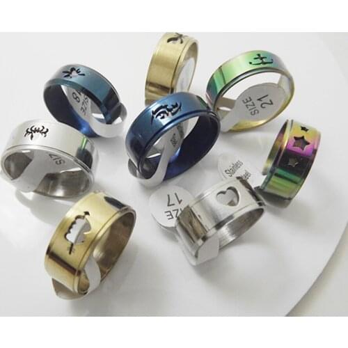 Wholesale 60 pcs Mixed style Laser Cut Fashion Stainless Steel Rings For Men ring