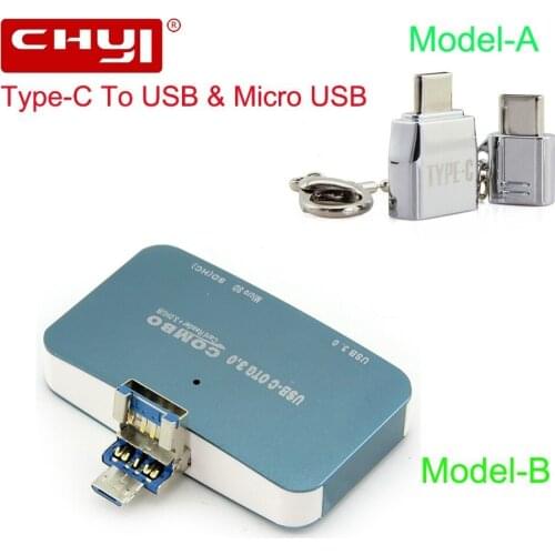 CHYI USB Type-C Hub USB-C To USB2.0 + Micro USB With SD/TF Card Reader USB 3.0 Connector Splitter Adapter For PC Macbook Phone