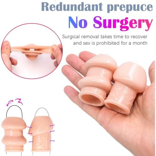Foreskin Correction Penis Sleeve Two Size Delay Ejaculation Screw Shape Penis Ring Adult Sex Toy For Men Cockring Penis Extender