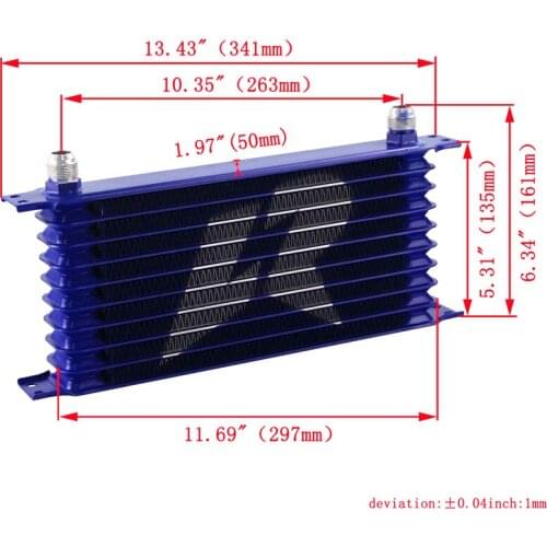 LINESRACING UNIVERSAL 10 ROW AN-10AN OIL COOLER Trust Type Black/Blue