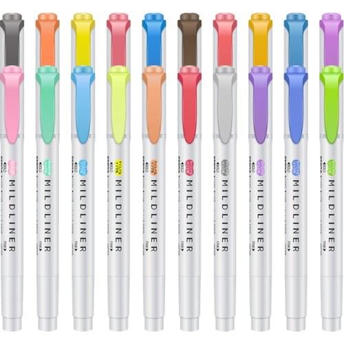 ZEBRA WKT7 MILDLINER Highlighters Pastel Colors Text Markers Focus Pen Japanese Student Stationery