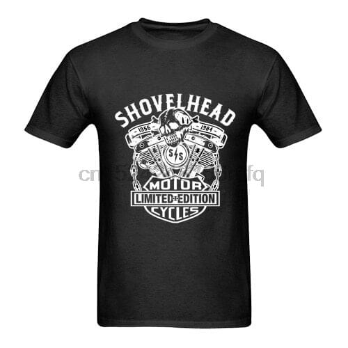 Vintage Shovelhead Engine Biker Skull Men T-shirt