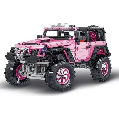 New Mork 022010-1 Creative Pick Up Car Series 1:8 2452pcs Off-road Pink Vehicle Building Blocks MOC Bricks Car Model Kits Gifts