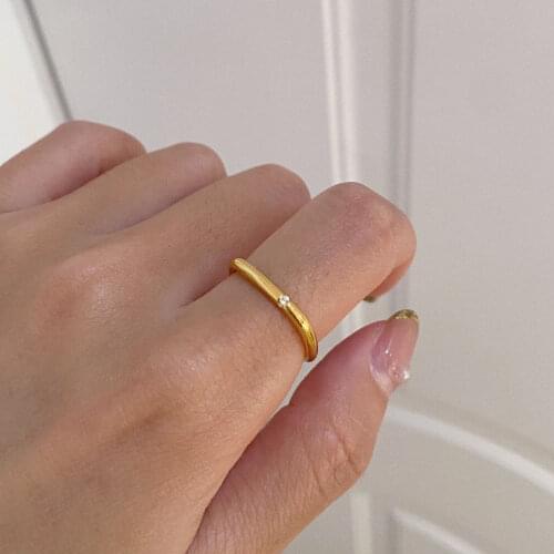 New Geometric Square Finger Rings For Women Cool Personality Design Gold Ring Inlaid Zircon Jewellery Ladies Fashion Gift