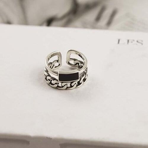 Charm Black Layer Chains Finger Ring For Women Men Vintage Boho Knuckle Party Rings Punk Jewelry Girls Gift