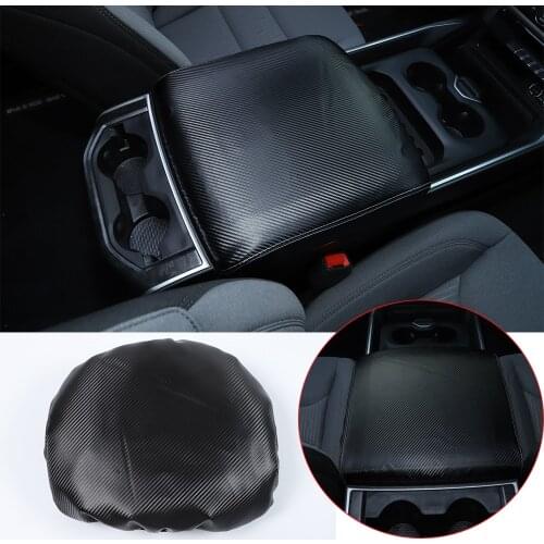 Fit For Dodge RAM 2018+Car Center Console Armrest Box Pad Cover Leather Cushion Carbon Fiber /Black Interior Accessories