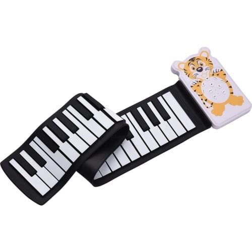 Portable 49-key Roll-up Electronic Piano Keyboard 8 Tones 6 Demos Record Funtion Built-in Speaker with Echo Sustain Trill Effect