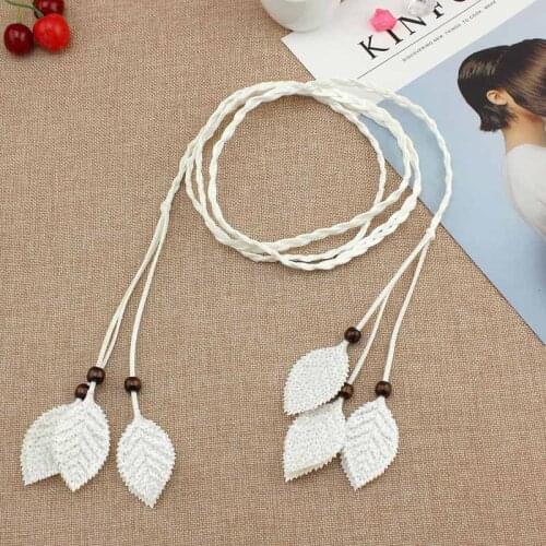 Sale 0.7cm Elastic Woven Rope Waist Vintage Belts Women Leaves Shaped Dress Cummerbunds Waistband For Women