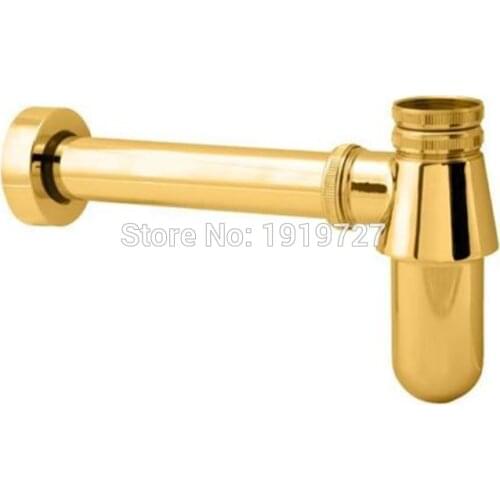 Luxurious Gold Finish Factory Direct Euro Basin Bottle Trap American Bathroom Plumbing P-Trap For Wash Basins Pipe Waste Drain